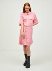 Vero Moda Růžové košilové šaty s příměsí lnu VERO MODA Haf XS