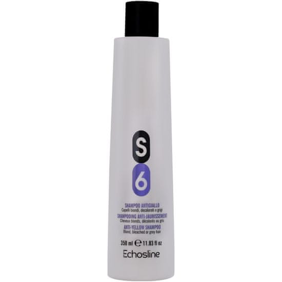 Echosline S6 Anti-Yellow Shampoo - šampon neutralizující žluté tóny na blond, odbarvených a šedých vlasech 350ml