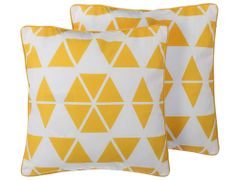 Beliani Sada 2 polštářů geometrický vzor 45 x 45 cm žlutá PANSY