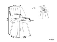 Beliani Sada 2 sametových jídelních židlí šedá ANSLEY