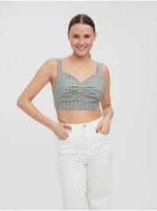 Vero Moda Světle šedý pruhovaný crop top na ramínka VERO MODA Serena XL