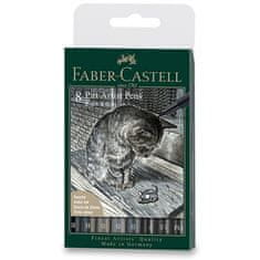 Faber-Castell Popisovač Faber-Castell Pitt Artist Pen BlackaGrey sada 8 ks, různé hroty, černý a šedý