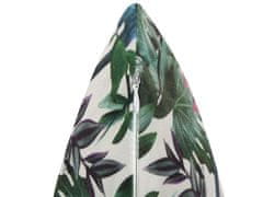 Beliani Sada 2 sametových polštářů vzor listů 45 x 45 cm zelený GASTERIA