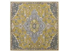 Beliani Vlněný koberec 200 x 200 cm žlutý/modrý MUCUR