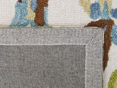 Beliani Vlněný koberec se vzorem listů 200 x 200 cm vícebarevný KINIK