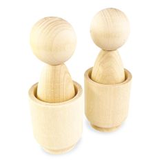 Ulanik Montessori dřevěná hračka "Unfinished Peg Dolls in Cups" 2ks