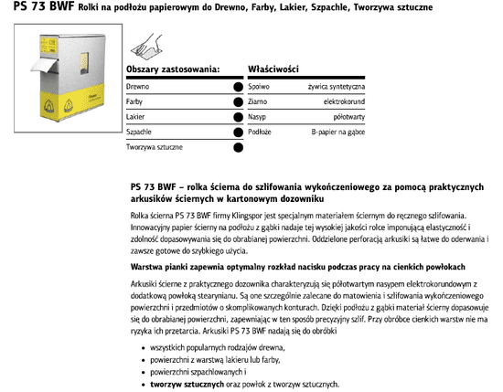 KLINGSPOR KLINGSPOR VÁLEC NA PAPÍROVÉM PODSTAVCI PS73BWF 115m