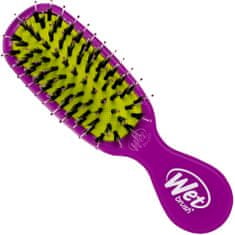 Wet Brush Mini Shine Enhancer Fialový - kompaktní kartáč s kančími štětinami, leští a vyhlazuje