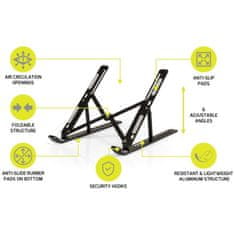 Port Designs PORT CONNECT cestovní skládací stojan na notebook, černý