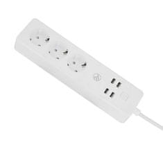 Tellur WiFi Smart Power Strip, 3x zásuvka, 4x USB 4A, 2200W, 10A, 1.8m, bílá