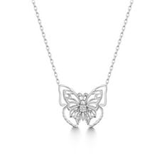 NUBIS Stříbrný diamantový náhrdelník motýlek