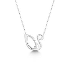 NUBIS Stříbrný diamantový náhrdelník labuť