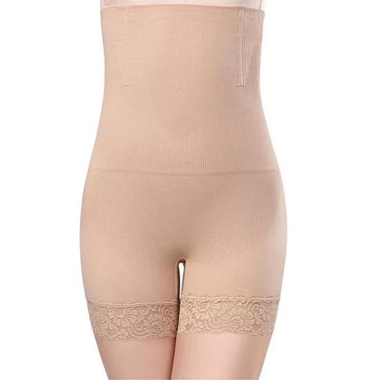 Northix Shapewear šortky, vysoký pas, krajka – béžová