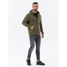 OMBRE Pánská mikina na zip CARL khaki MDN120776 L