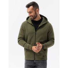 OMBRE Pánská mikina na zip CARL khaki MDN120776 L