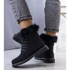 Černé zateplené boty s kožešinou Rosmina velikost 39