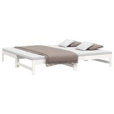 Vidaxl Výsuvná postel bílá 2x (80 x 200) cm masivní borovice