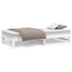Vidaxl Výsuvná postel bílá 2x (80 x 200) cm masivní borovice