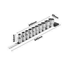 botle Sada nástrčných klíčů 10 ks 1/2" šestihranná kolejnice kovová