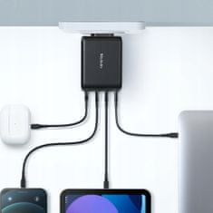 Mcdodo NABÍJEČKA TELEFONU, GAN, RYCHLÁ, USB-C/USB, 4 PORTY, 120W, KABEL USB-C, MCDODO