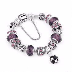 SILVER STAR Fialový/stříbrný PANDORA styl Náramek - model Purple/Silver (Purple/Silver PANDORA style bracelet) - 19