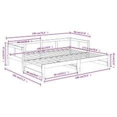 Vidaxl Výsuvná postel masivní borovice 2x (90 x 190) cm