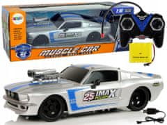 Lean-toys Sports Car R/C 1:16 Silver Blue Pil