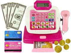 Lean-toys Pokladna, kalkulačka, vozík, Pink Spo