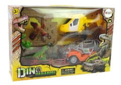 Lean-toys Velký Dinosaur Park Set Dinosauři Auto Helicopter