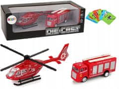 Lean-toys Auto Set Hasiči String Helicopter Red