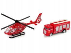 Lean-toys Auto Set Hasiči String Helicopter Red