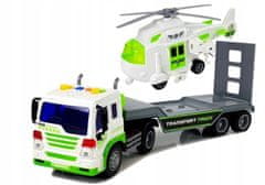 Lean-toys Auto Transporter Na Baterie 1:16 S Vrtulníkem