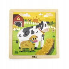 Viga Toys Handy Wooden Fudge Puzzle 9 elementů