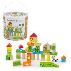 Viga Toys Dřevěné vzdělávací ZOO bloky v kbelíku 50