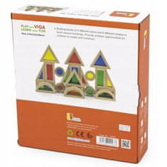 Viga Toys Dřevěné barevné bloky Sada 24 prvků