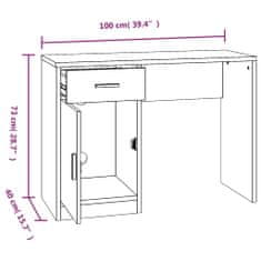 Greatstore Psací stůl zásuvka a skříňka hnědý dub 100x40x73 cm kompozit