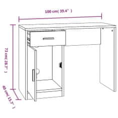 Greatstore Psací stůl zásuvka a skříňka kouřový dub 100x40x73 cm kompozit