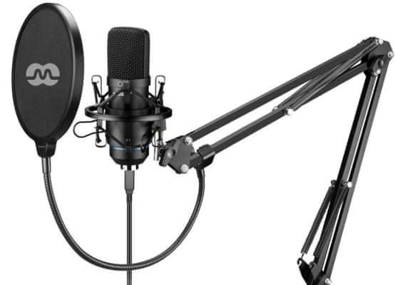  moderný kondenzátorový mikrofón mozos mkit odpružený držiak univerzálne použitie vhodný na točenie vlogov podcastov xlr kábel pop filter 