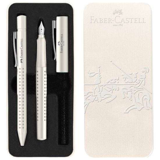 Faber-Castell Souprava Grip Harmony plnicí pero M+kuličkové pero M, mléčná
