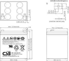 Pb záložní akumulátor VRLA AGM 12V/5,1Ah (HR1221W F2)