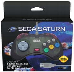 Retro-Bit SEGA Saturn Official Pad Grey USB Mega Drive Mini