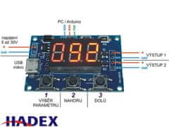 HADEX PWM generátor 1Hz-150kHz s LED displejem 2 kanálový