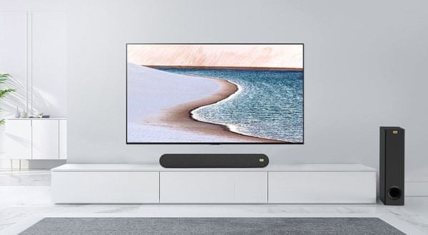 moderný soundbar mozos cinema diaľkové ovládanie pekný zvuk hdmi arc usb Bluetooth aux in ekvalizér priestorový zvuk mozos