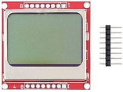 HADEX Displej LCD 84x48 znaků, Nokia5110, modré podsvícení, červená DPS
