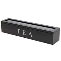 Excellent Houseware Krabička na čaj se 6 přihrádkami, černá