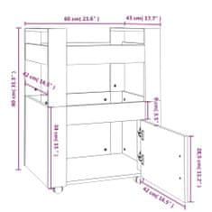 Vidaxl Kuchyňský vozík betonově šedá 60 x 45 x 80 cm kompozitní dřevo