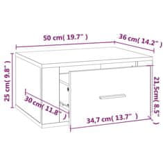 Vidaxl Nástěnné noční stolky 2 ks bílé s vysokým leskem 50x36x25 cm