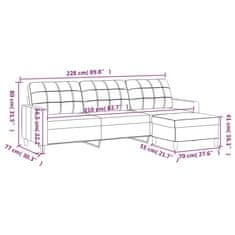 Vidaxl 3místná pohovka s podnožkou tmavě šedá 210 cm textil