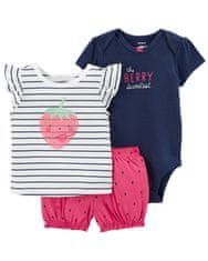 Carter's Set 3dílný body kr. rukáv, triko kr. rukáv, kraťasy Strawberry Stripes holka 9m