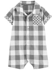 Carter's Overal letní krátký rukáv Grey Gingham kluk 24m